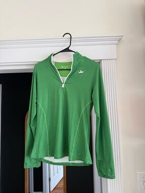 DraftKings Green Striped Quarter Zip Pullover – Size Small – Athletic Top